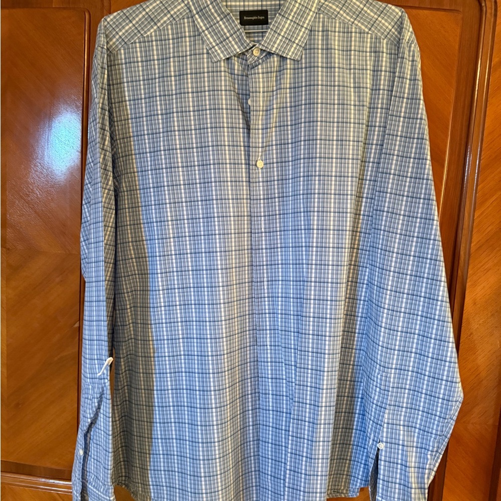 Ermenegildo Zegna Blue Casual Button Down Shirt